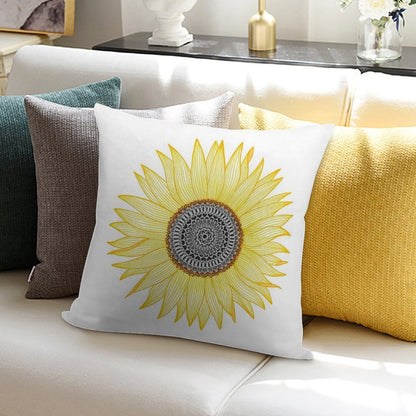 Golden Mandala Sunflower Soft Reinforced Edging Throw Pillow