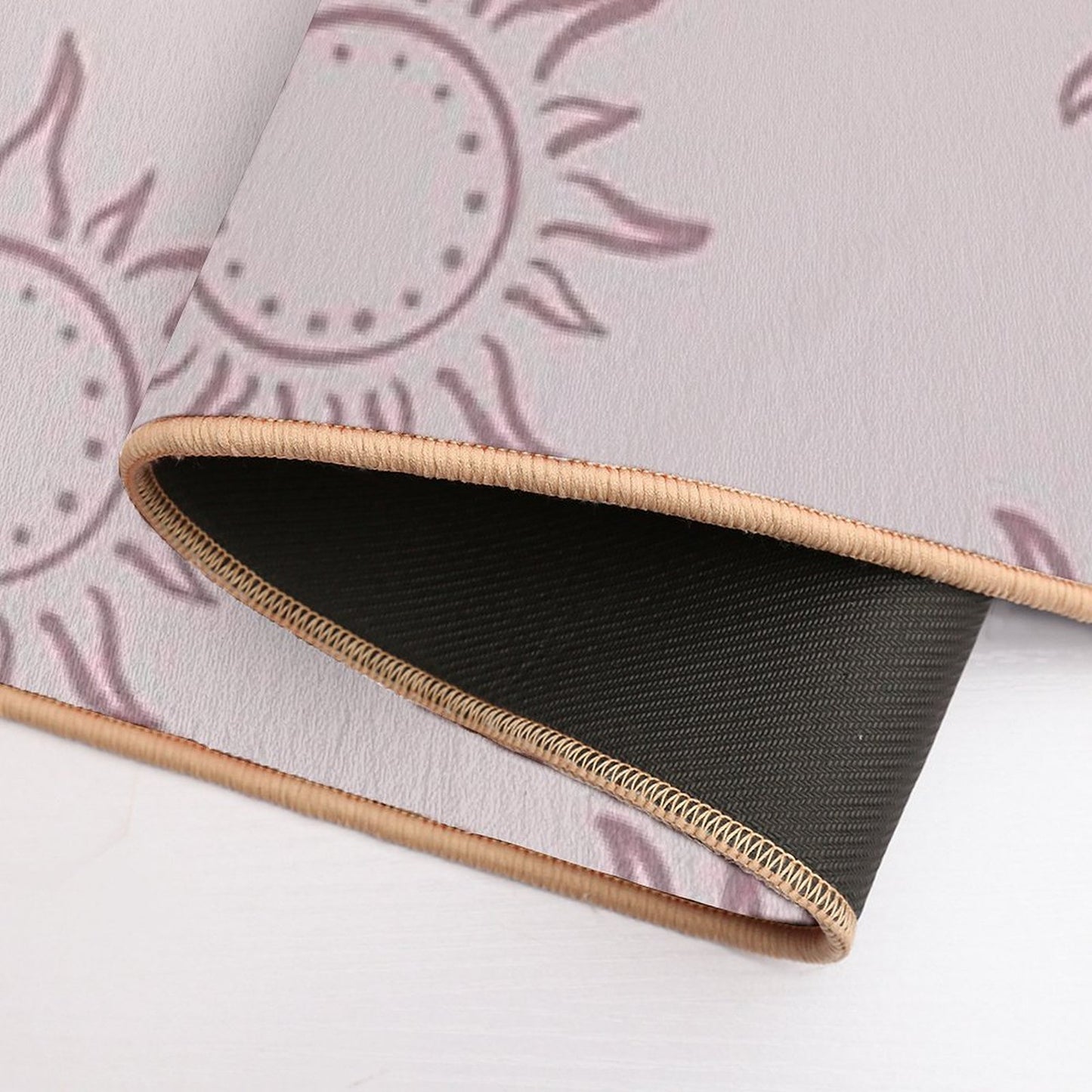 Cute Boho Sun Pattern Bohemian Aesthetic In Muted Colors Light & Dark Muted Pink  Stain-Proof Bath Mat