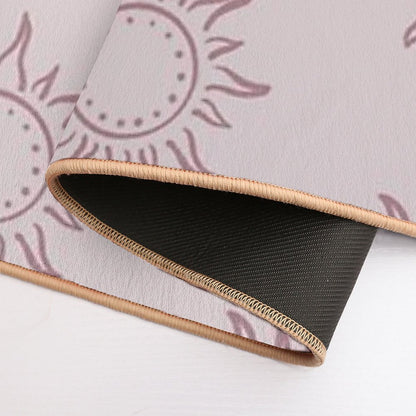 Cute Boho Sun Pattern Bohemian Aesthetic In Muted Colors Light & Dark Muted Pink  Stain-Proof Bath Mat
