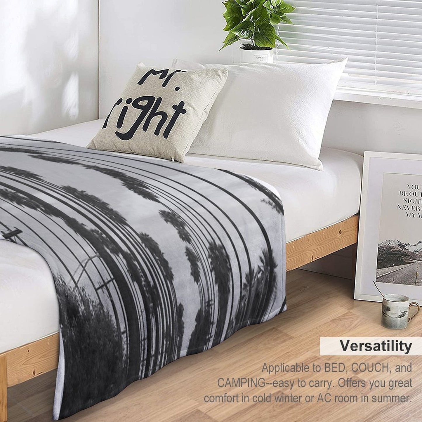 Vintage Black & White California Palm Trees Photo Durable Throw Blanket