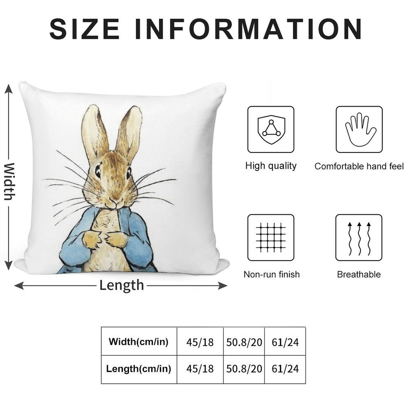 Peter Rabbit  by Beatrix Potter Soft Anti-Pilling Throw Pillow
