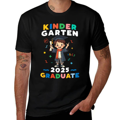 Kindergarten Graduation 2025 Boys Kids Graduate Teachers  Oversized Silhouette T-Shirt
