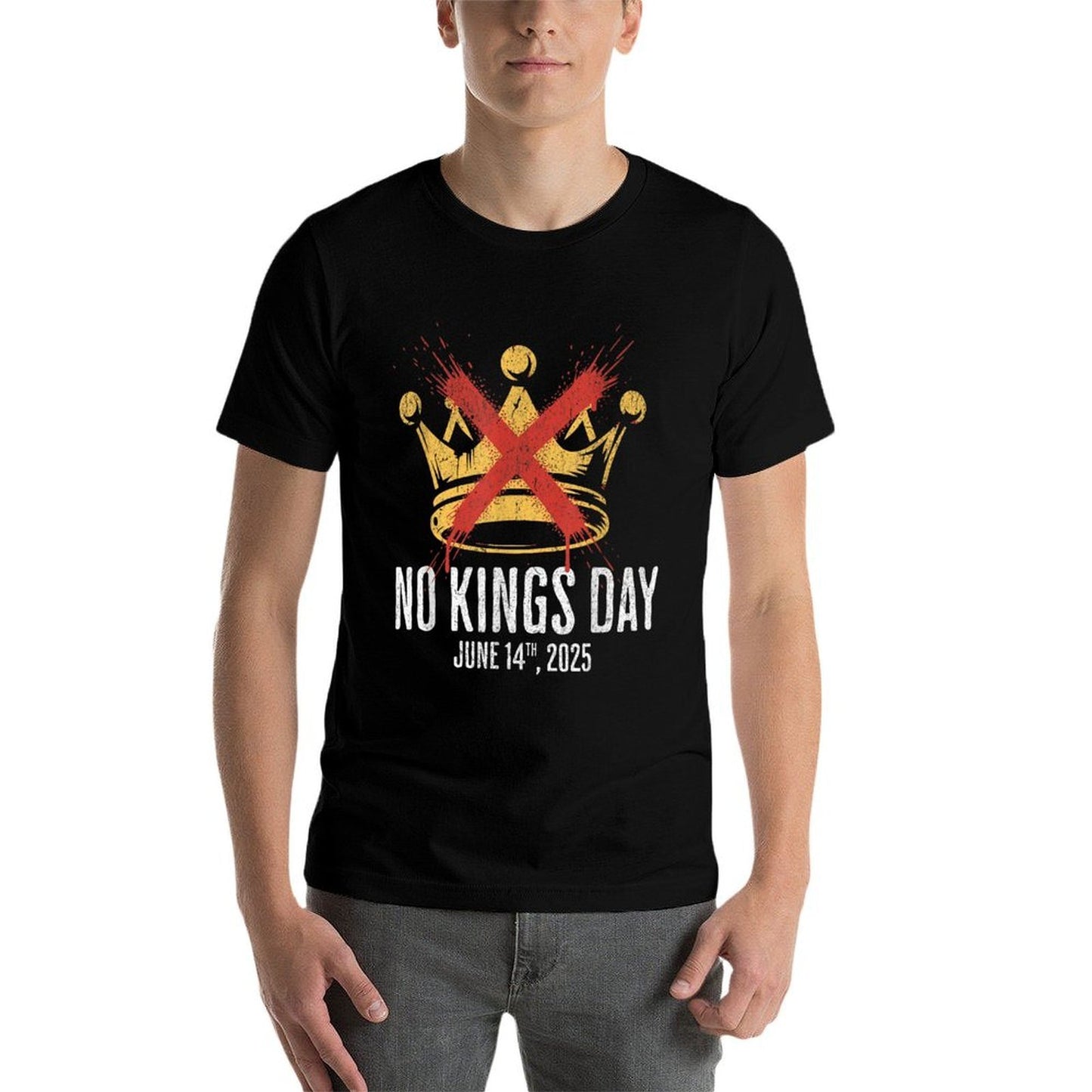 No Kings Day  Ribbed Collar T-Shirt