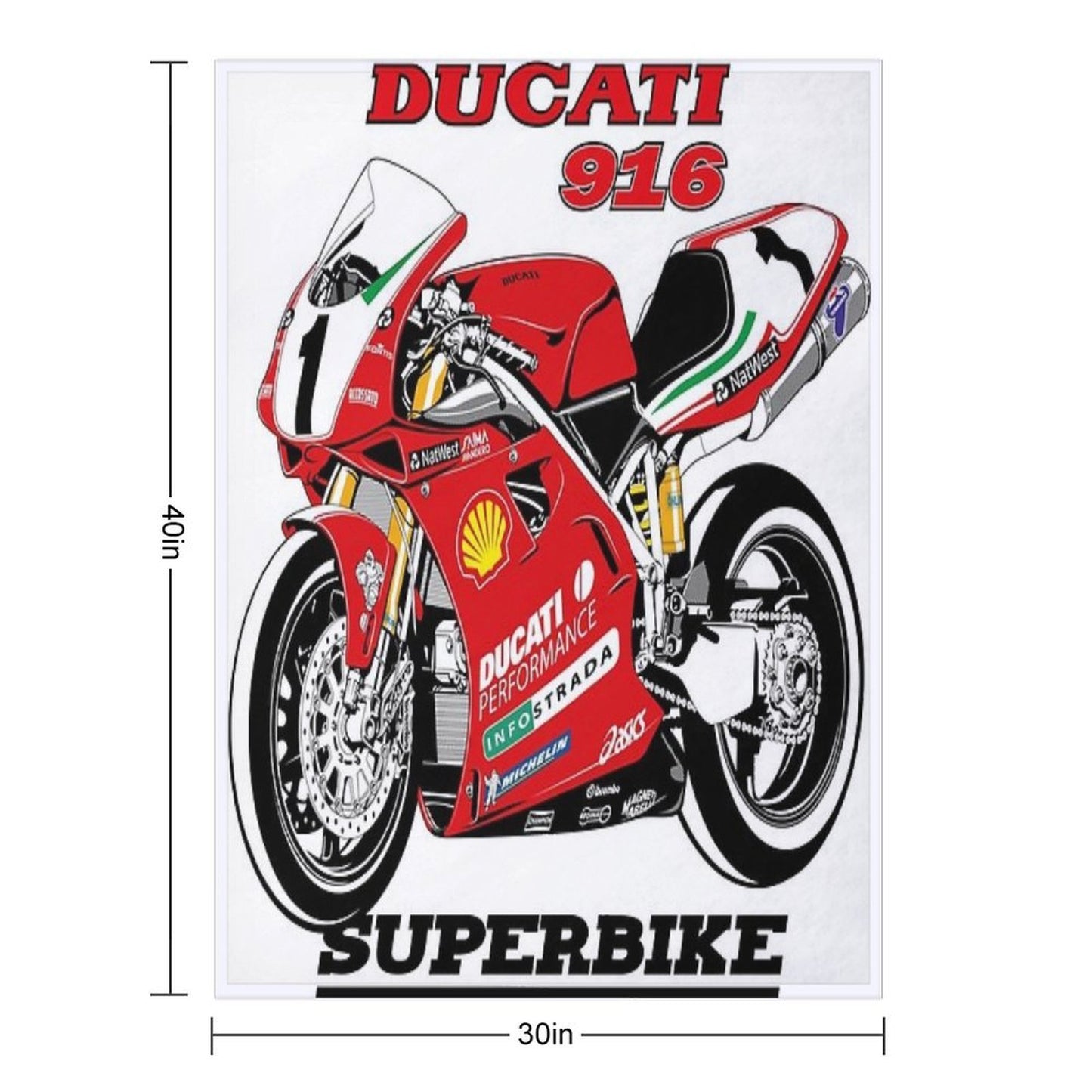 DUCATI 916 Superbike Travel-friendly Throw Blanket