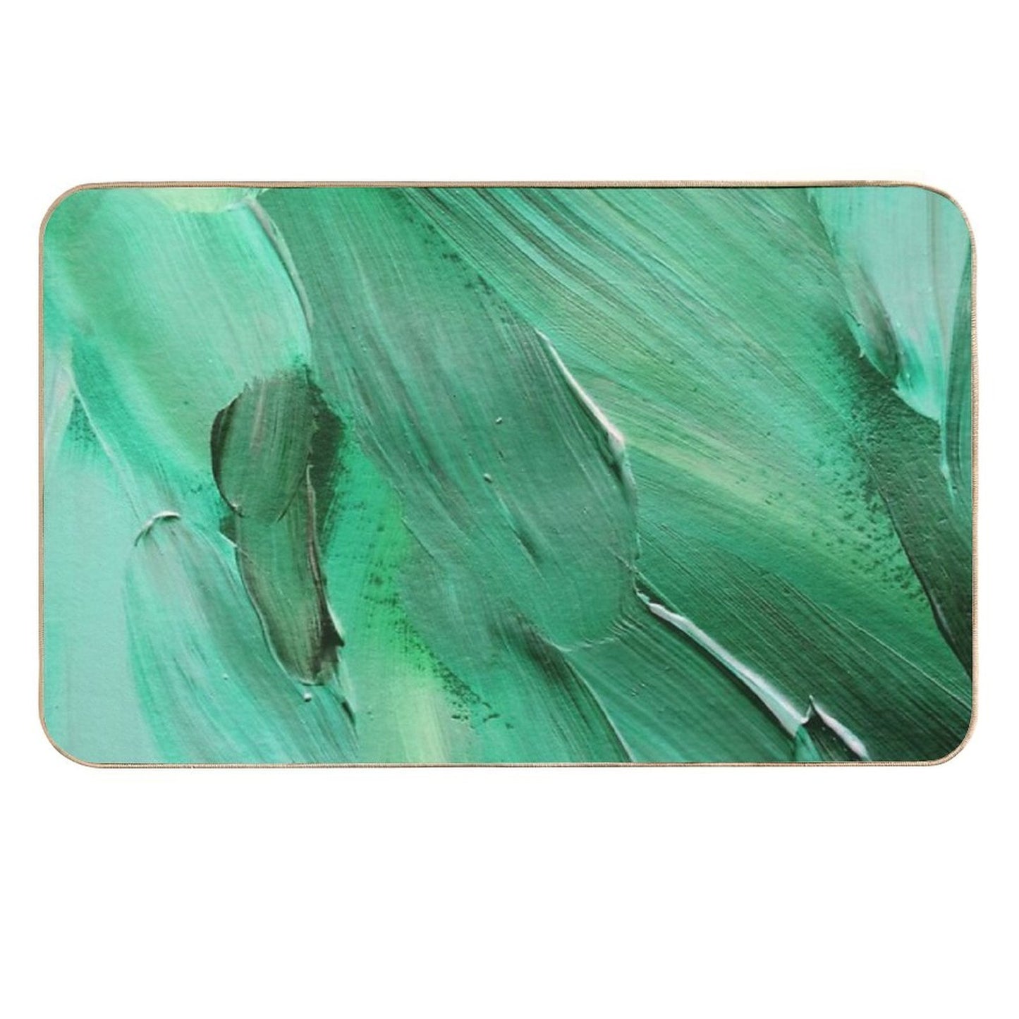 Sea Foam Green And Jade-Hues Abstract Painting  Stain-Proof Bath Mat