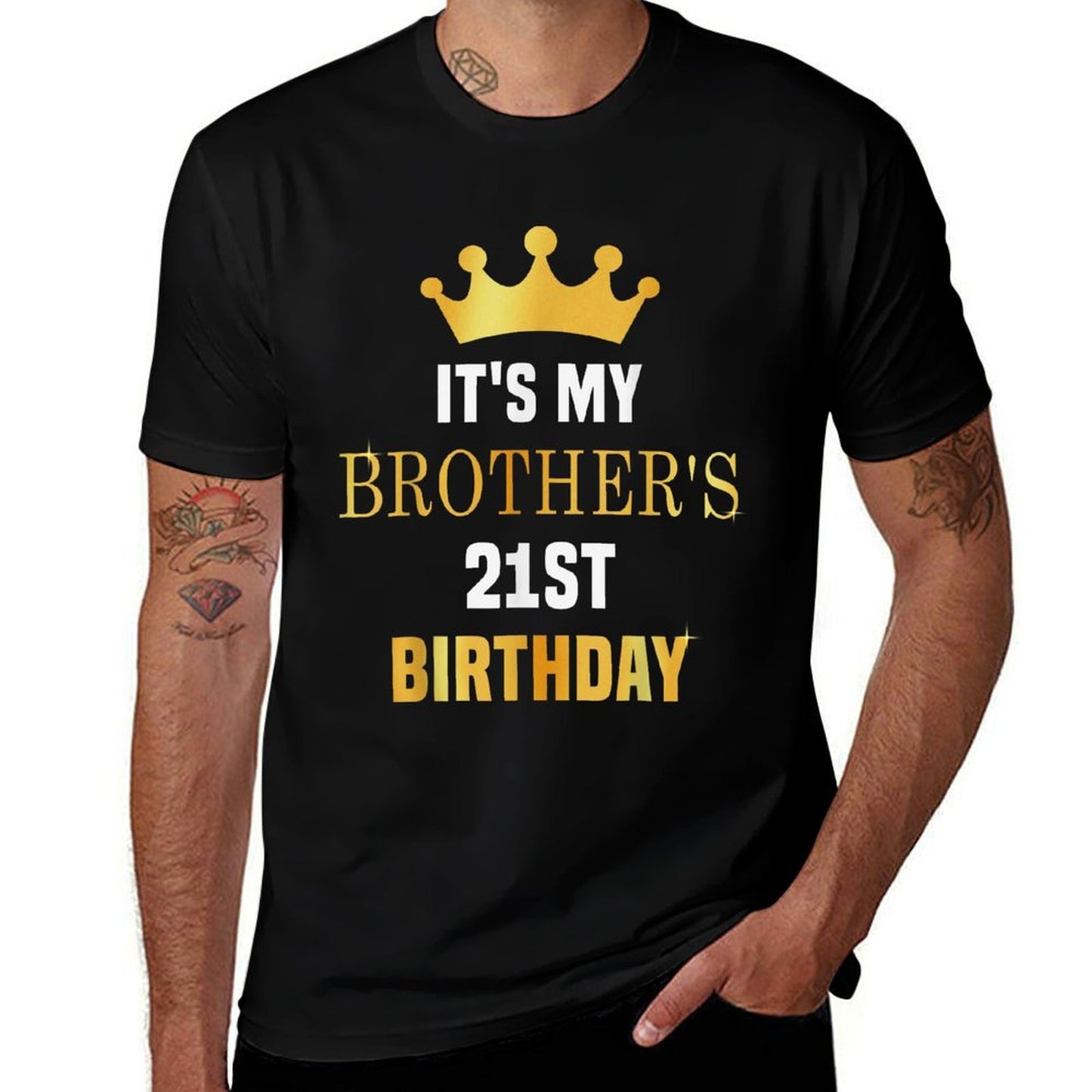 Its My Brother's 21st Birthday 21 Years Old Golden Bday  Relaxed-fit T-Shirt