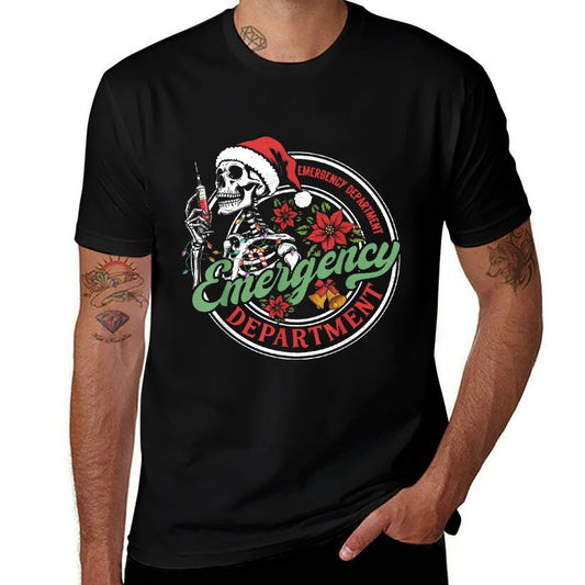 Emergency Department ER Nurse Christmas Black Small Modern Christmas Nurse  Slim-fit Cut T-Shirt
