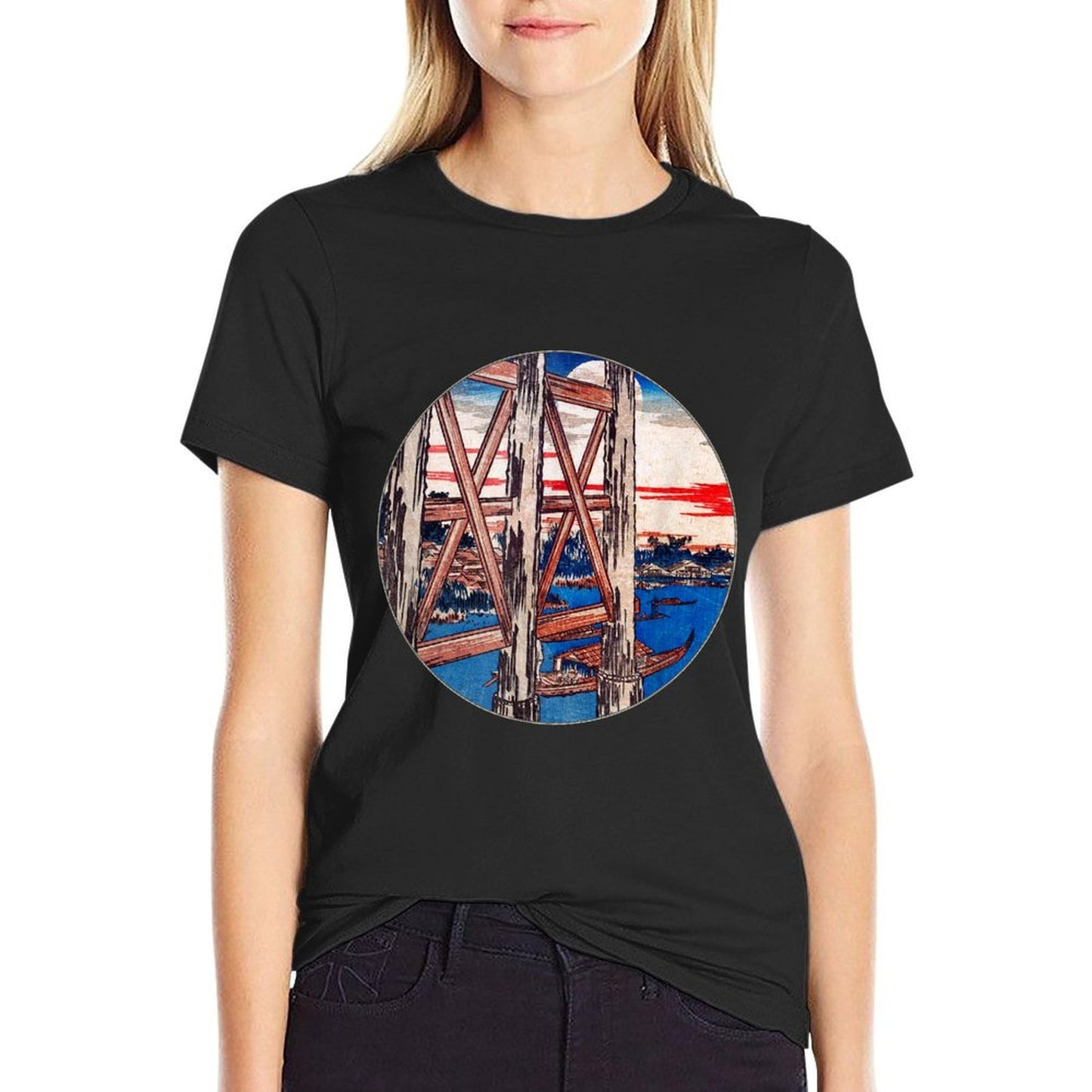 Famous Vintage Japanese Art Twilight Moon Hiroshige Stylish  Classic T-Shirt
