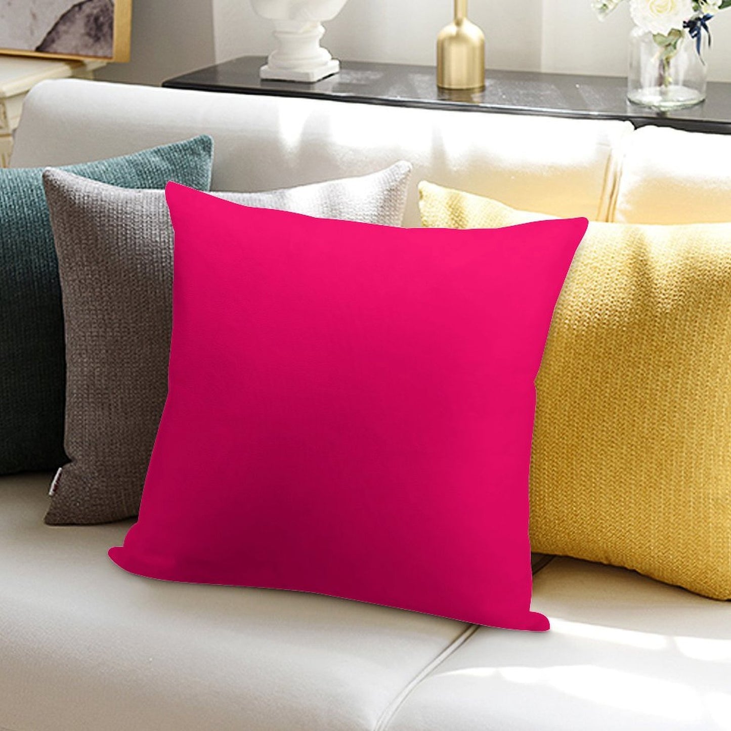 Super Bright Fluorescent Pink Neon Soft Washable Throw Pillow