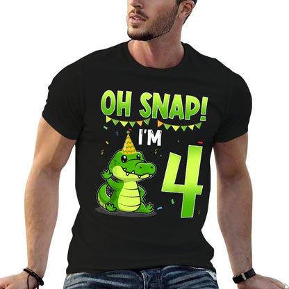 Oh Snap I'm 4 Crocodile Alligator 4th Years Old Birthday  Odor-resistant T-Shirt