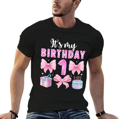 Kids 1st Coquette Themed Birthday One Year Old Girl Coquette Bow Comfortable T-Shirt