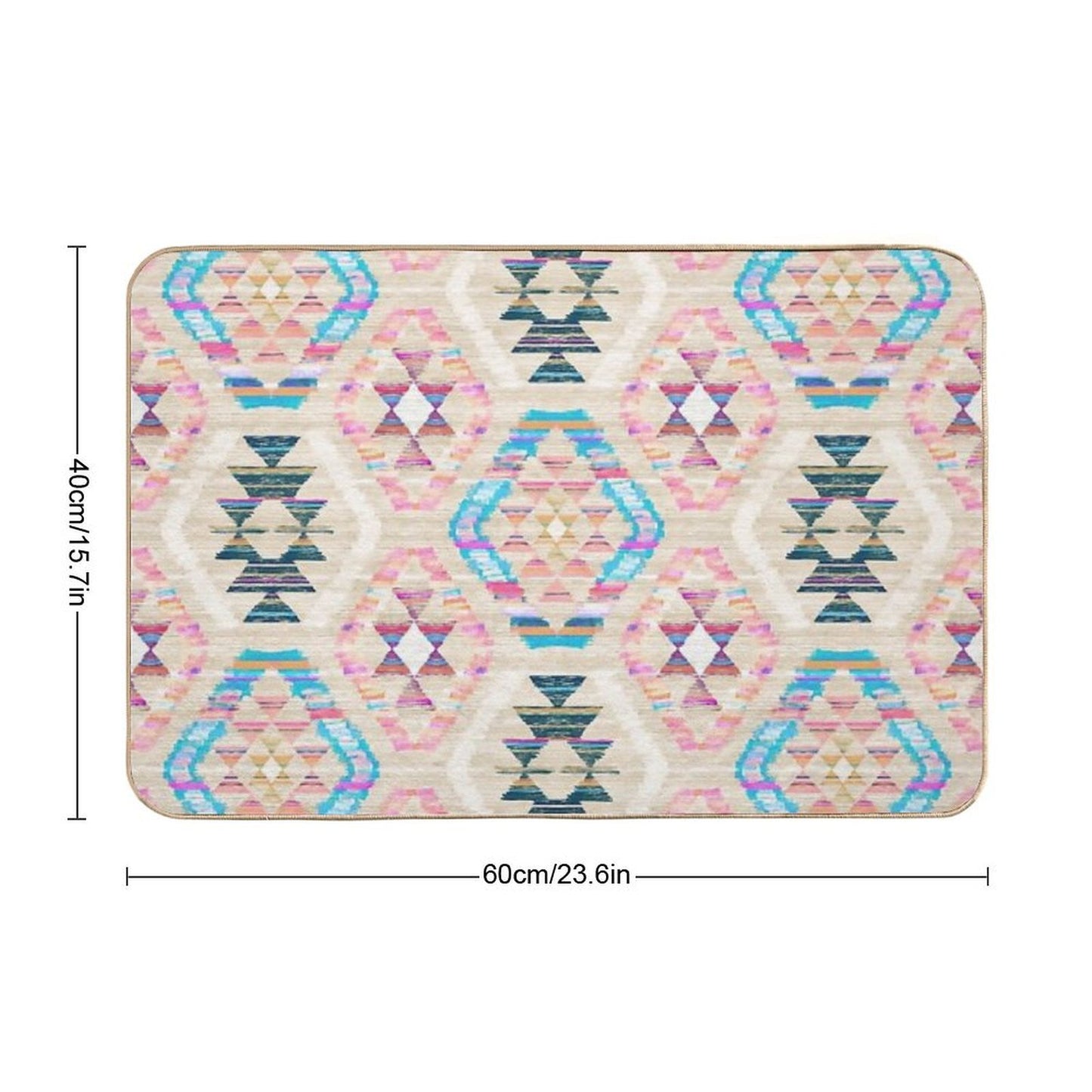 Woven Textured Pastel Kilim Pattern  Anti-Trip Bath Mat
