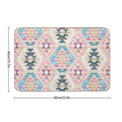 Woven Textured Pastel Kilim Pattern  Anti-Trip Bath Mat