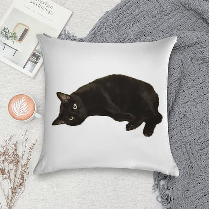 Black Cat Soft Shrink-Resistant Throw Pillow