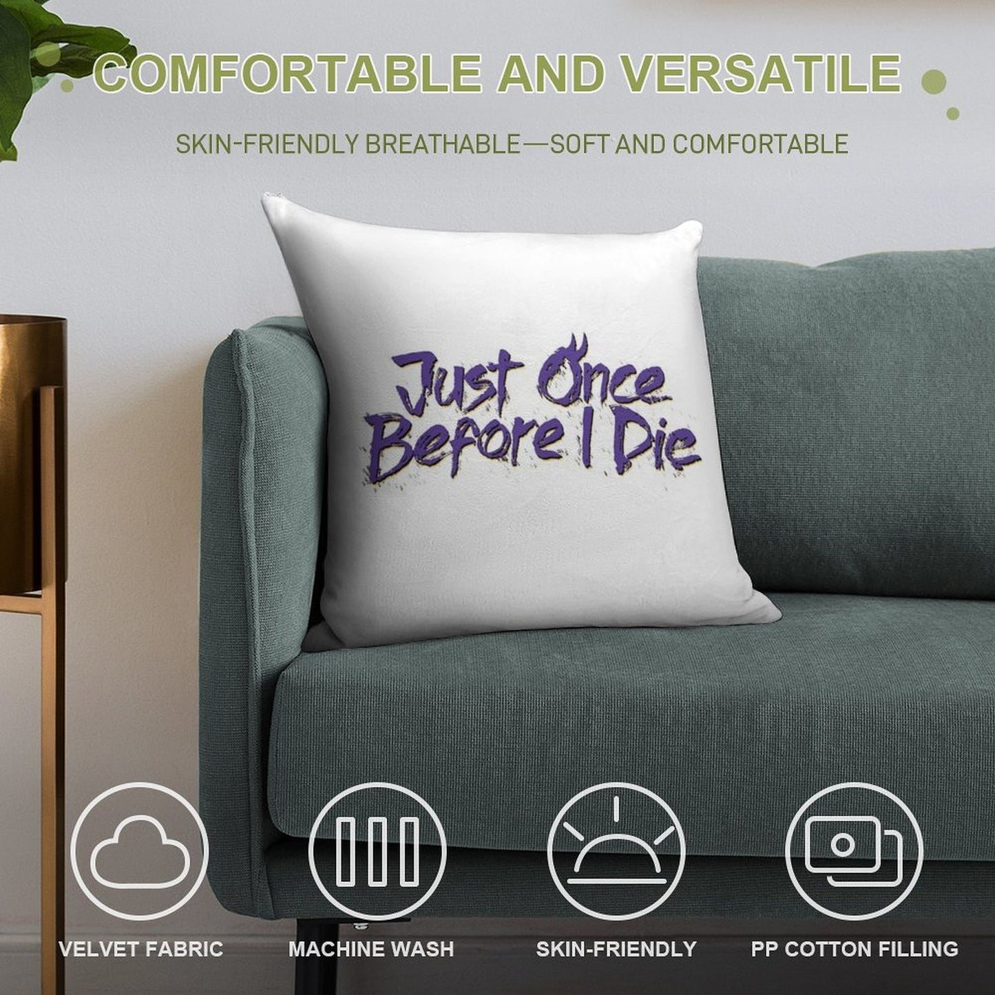 Minnesota Vikings Fans - Just Once Before I Die Soft Easy Maintenance Throw Pillow