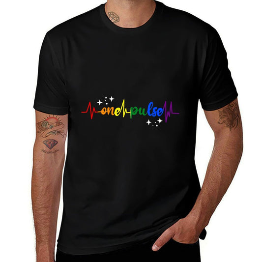 Heartbeat Rainbow LGBTQ Gay Pride Lesbian Homosexual Queer  High-quality Stitching T-Shirt