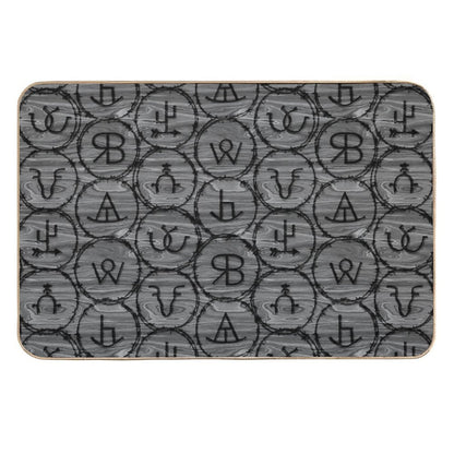 Black Cattle Brands on Wood Grain  Multi-Purpose Bath Mat