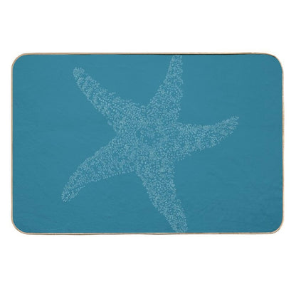 Starfish Bliss - White on Dark Teal  Non-Slip Bath Mat
