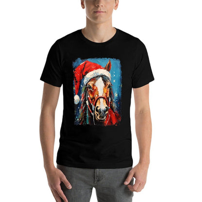 Horse Christmas  High-quality Stitching T-Shirt
