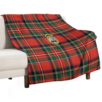 Stewart Scottish Tartan And Crest All-season Throw Blanket
