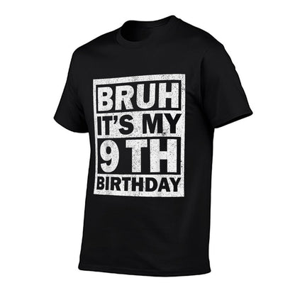 Bruh Its My 9th Birthday Vintage, 9yr Year Old Birthday Kids  Lightweight T-Shirt