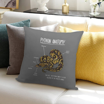 Python Anatomy Soft Hidden Zipper Throw Pillow