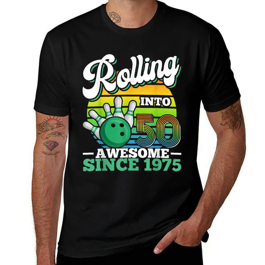 Bowling Birthday Party Rolling Into 50 Years 50th Birthday  Oversized Silhouette T-Shirt