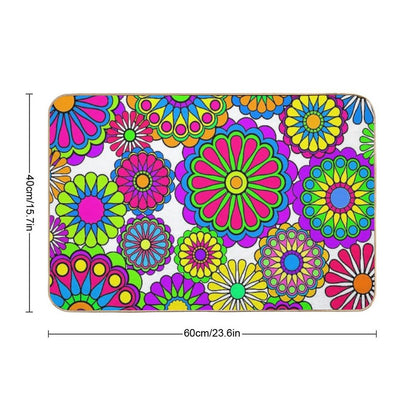 Happy Hippy Flowers  Fade-Resistant Bath Mat
