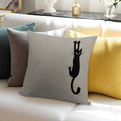 Black Cat Holding On Soft Durable Construction Throw Pillow