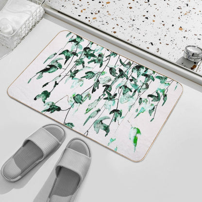 Hand Painted Ivy on The Wall Watercolor  Easy To Clean Bath Mat