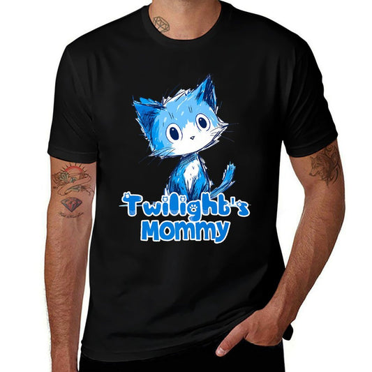 Funny Blue Cute Cat Design for Twilight Mommy Premium  Rolled Sleeves T-Shirt