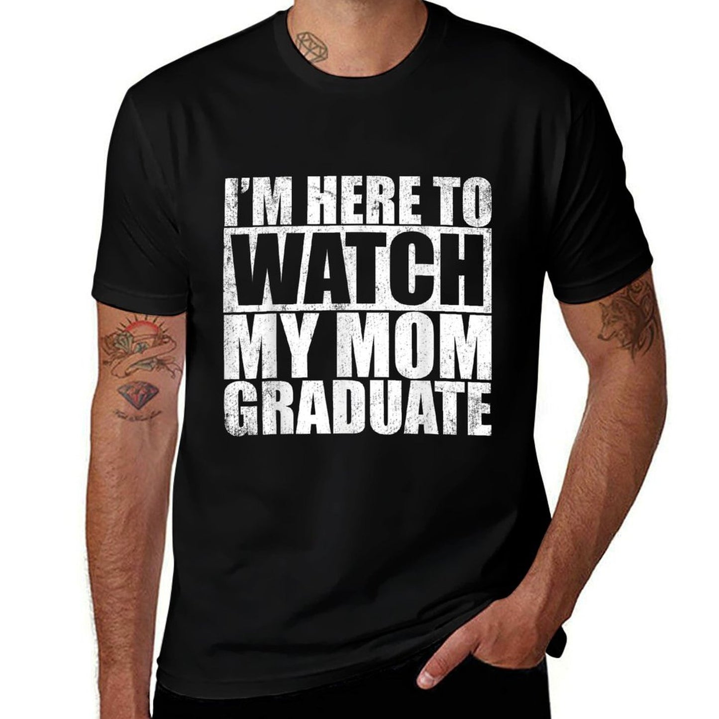 Graduation Son Daughter I'm Here To Watch My Mom Graduate  Polyester Blend T-Shirt
