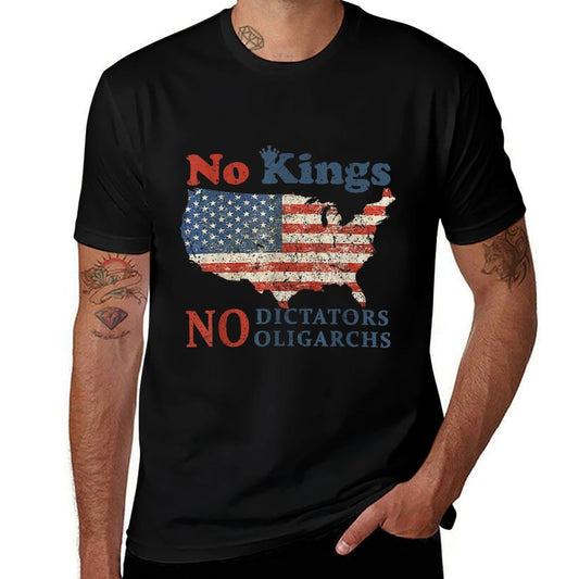No Kings No Dictators No Oligarchs Anti Oligarchy Resist  Eco-friendly Material T-Shirt