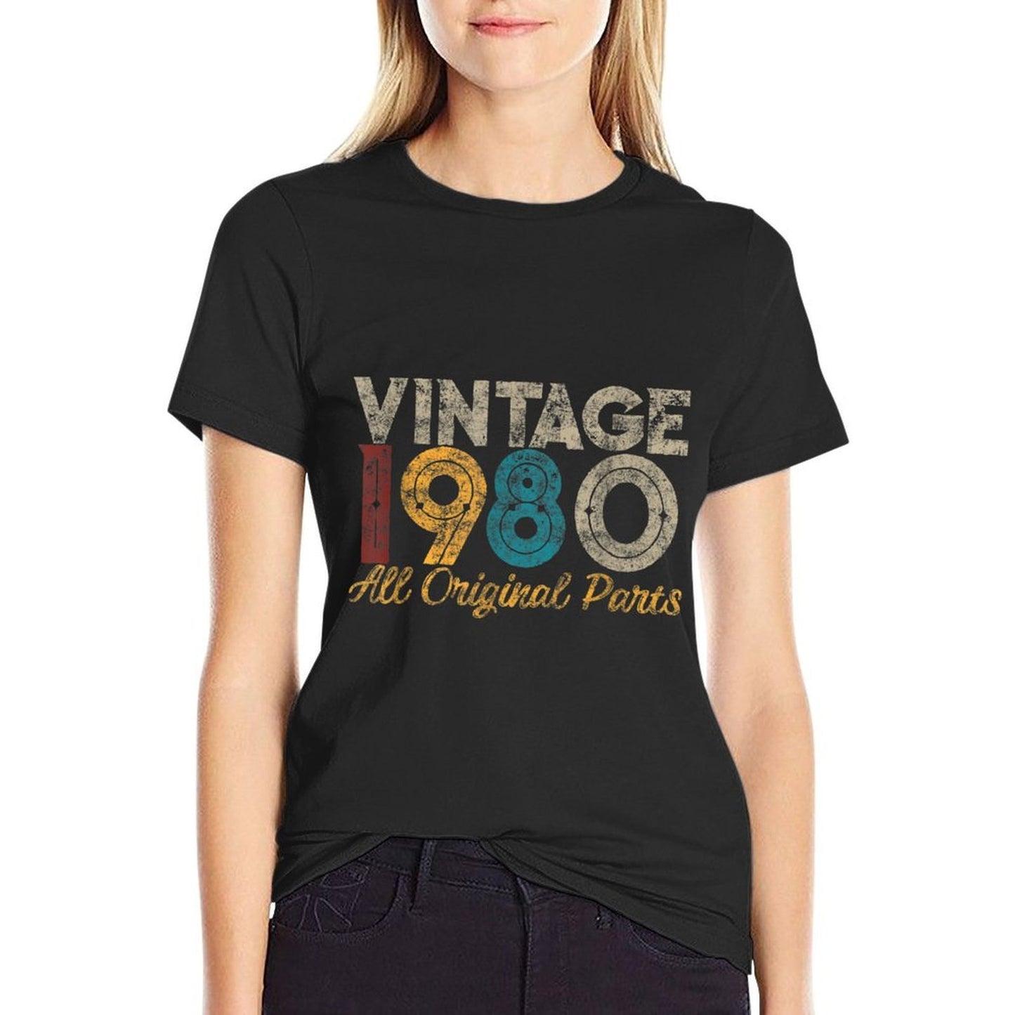 Vintage 1980 Retro 40th Birthday Gifts for Women  Slim-fit Cut T-Shirt