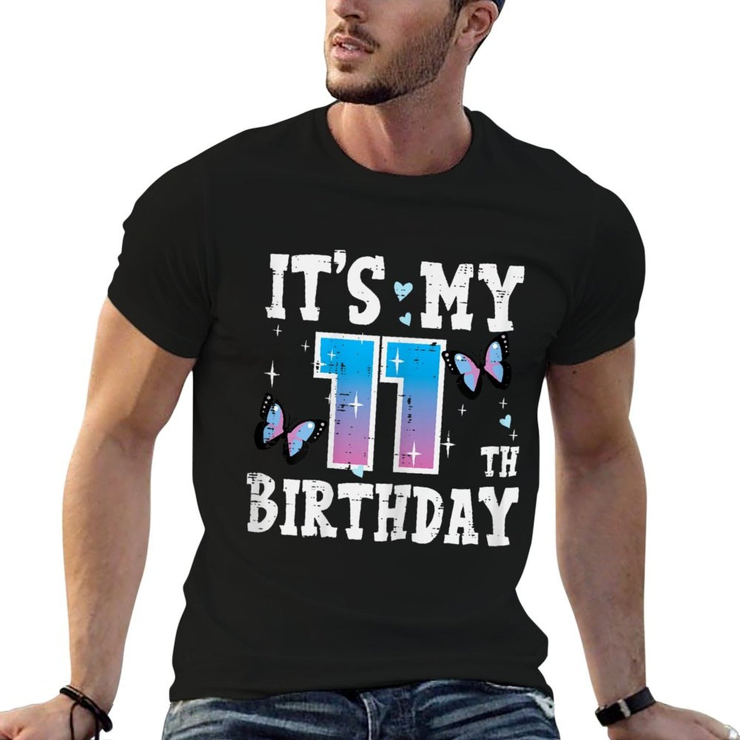 Its My 11th Birthday Butterflies 11 Year Old Bday Girls Kids  Trendy Pattern T-Shirt