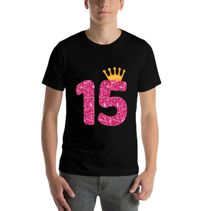 Happy Birthday, Girls 15th Party 15 Years Old Bday  Ribbed Collar T-Shirt