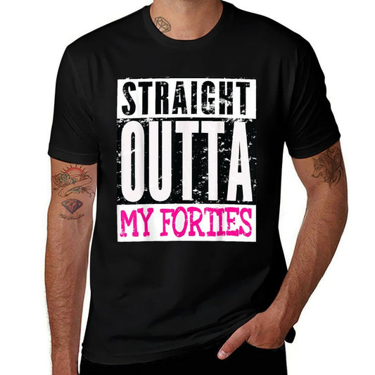 Straight Outta My Forties Funny Women's 50th Birthday Gift  Trendy Pattern T-Shirt