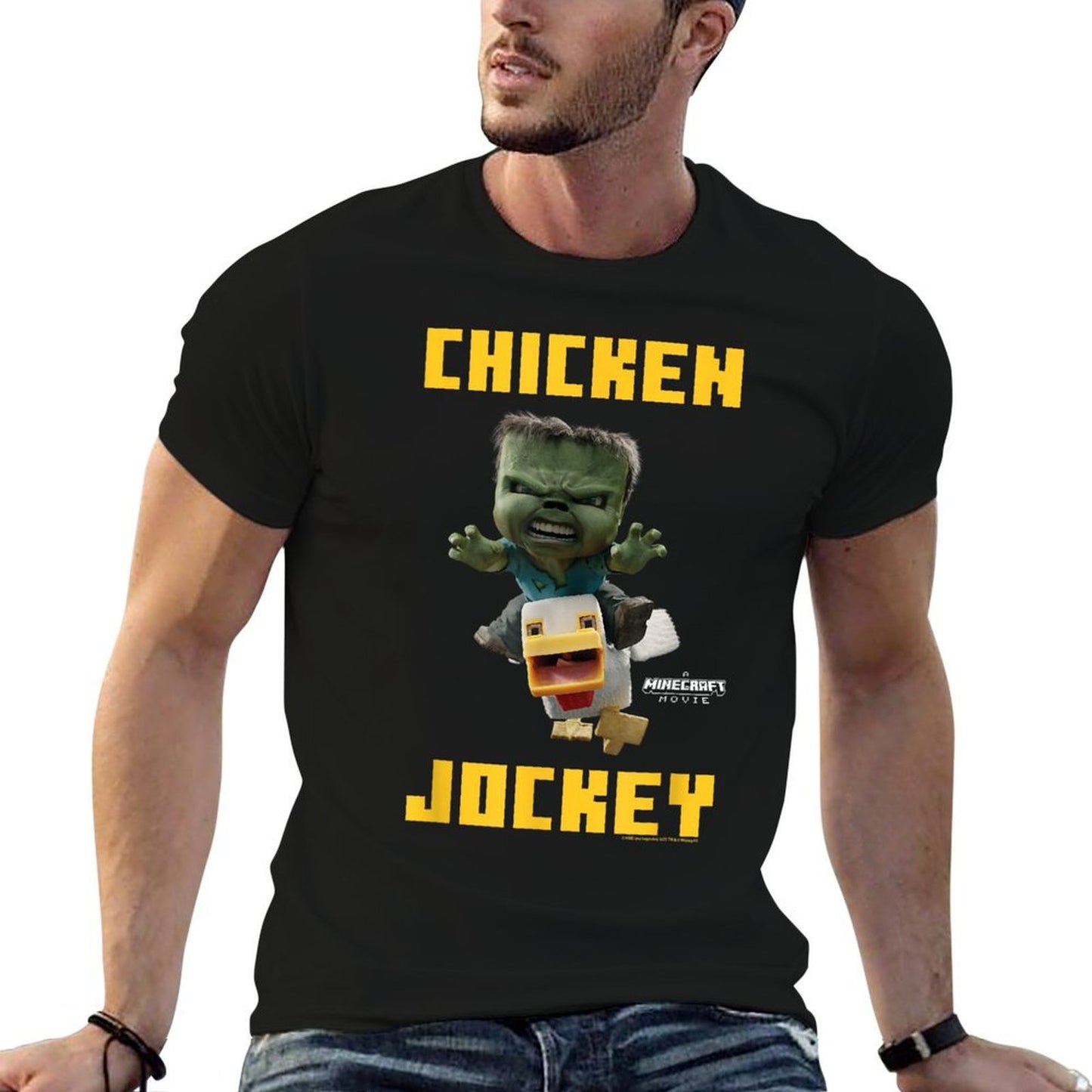 A Minecraft Movie Chicken Jockey Baby Zombie Logo  Lightweight T-Shirt