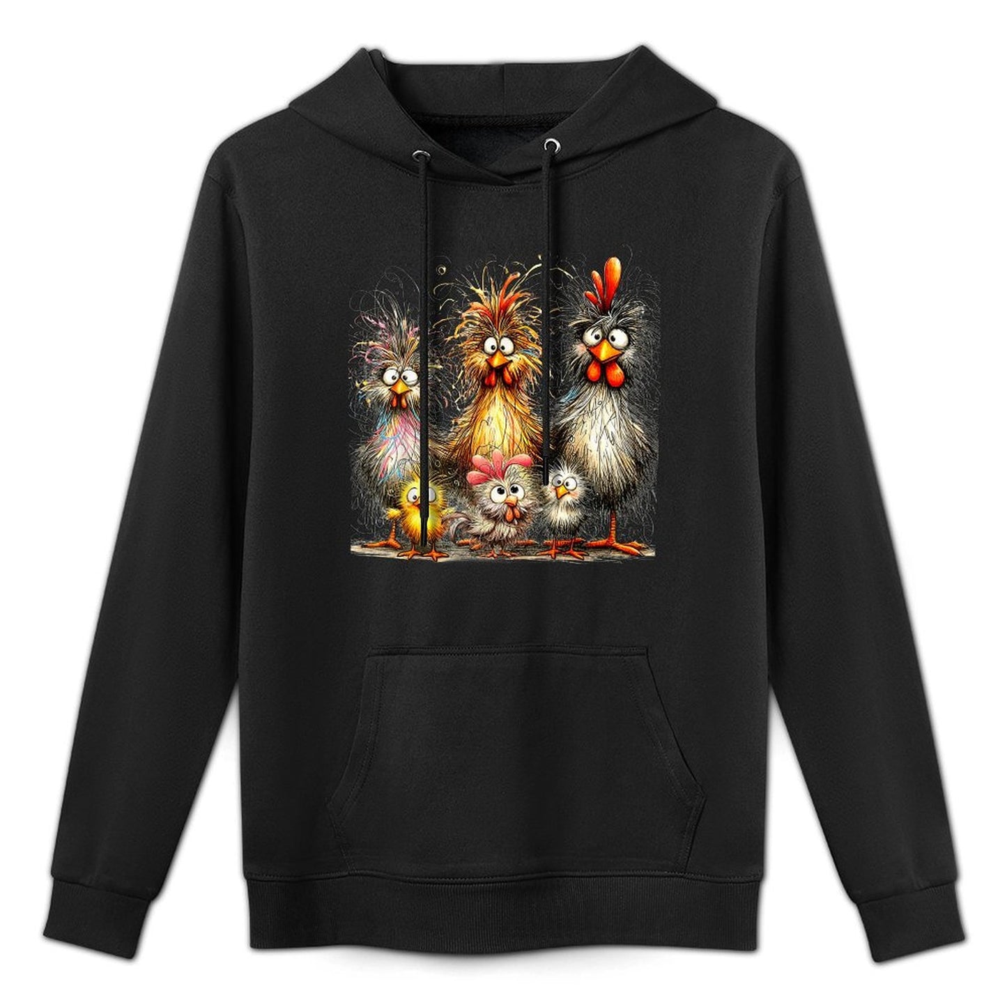 Funny Chicken Eagerlys Colorful Rufled Hair Painting Women Unisex Design Hoodie