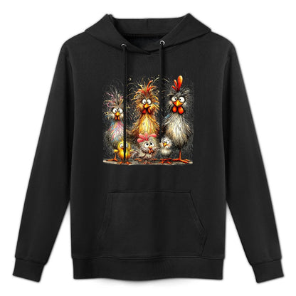Funny Chicken Eagerlys Colorful Rufled Hair Painting Women Unisex Design Hoodie