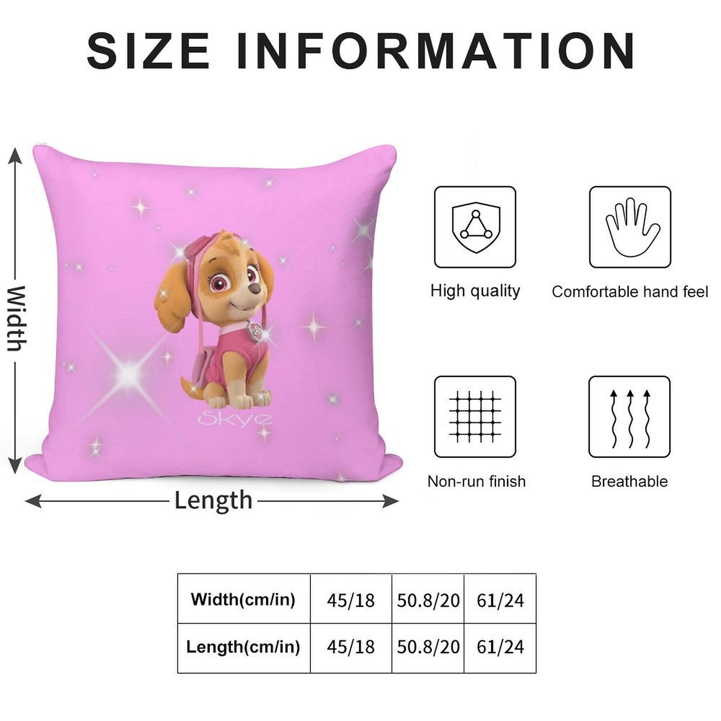 Paw Patrol Skye Pink Design Soft High-Density Material Throw Pillow