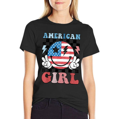 American Girl Toddlerns Kids 4th of July Patriotic  Lightweight T-Shirt