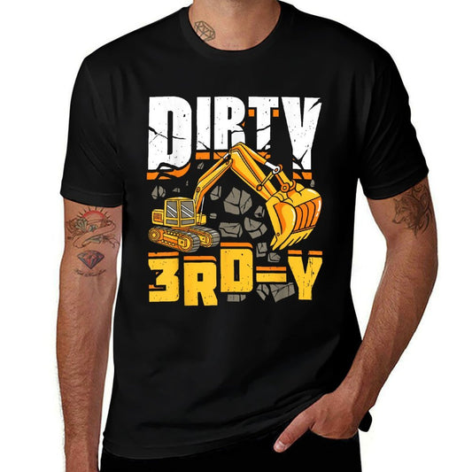 Construction 3rd Birthday Boy Dirty 3rd-Y Excavator Funny  Eco-friendly Material T-Shirt