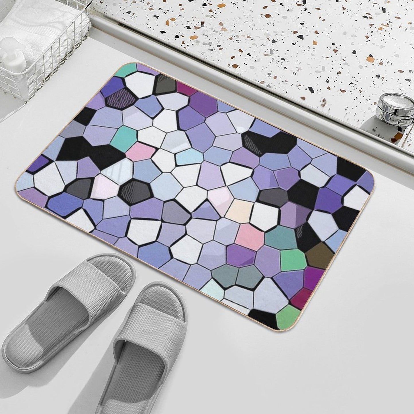 Mosaic Design - Camouflage Texture  Non-Slip Bath Mat
