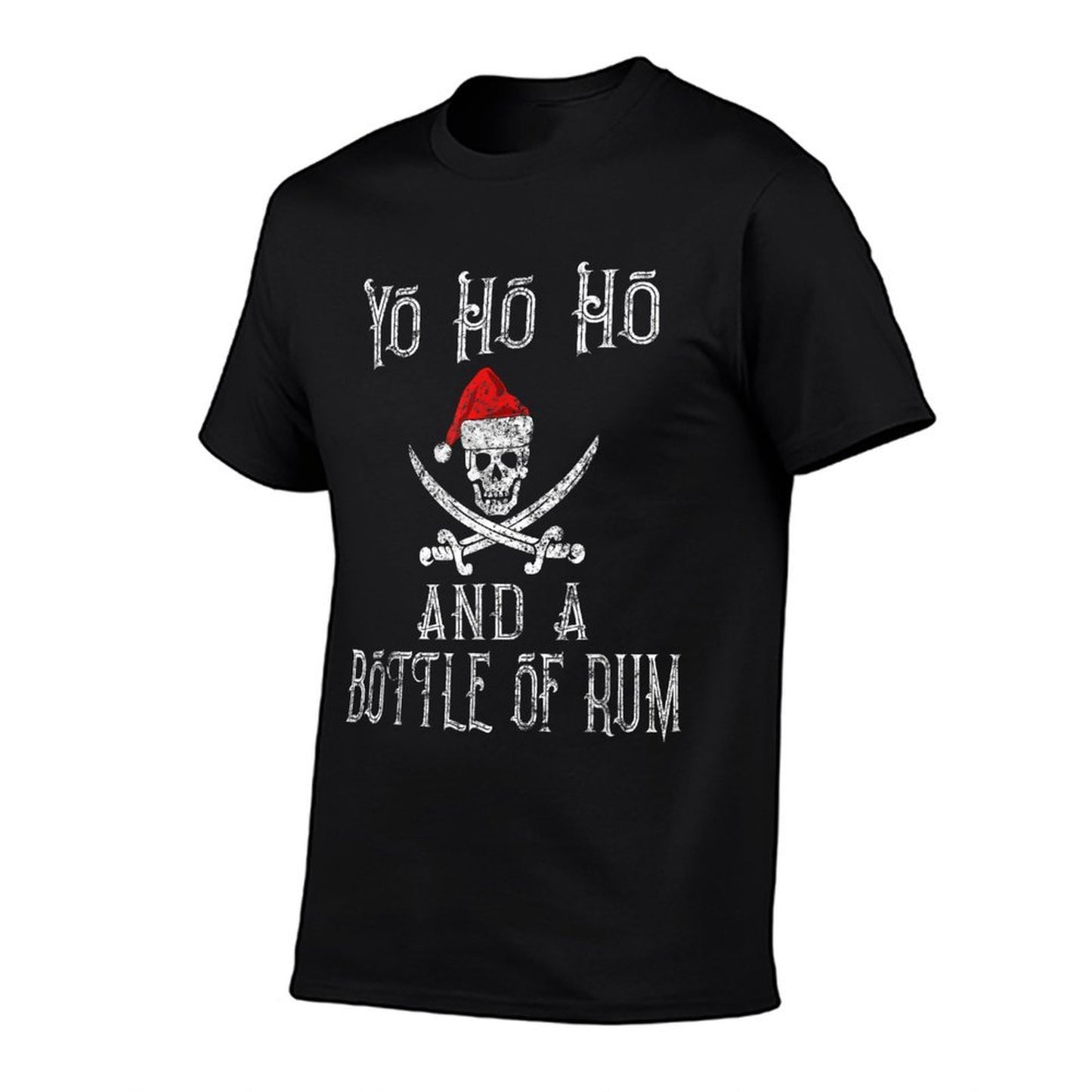 Holiday Pirate Yo Ho Ho Bottle of Rum Christmas Santa Hat  Graphic-printed T-Shirt