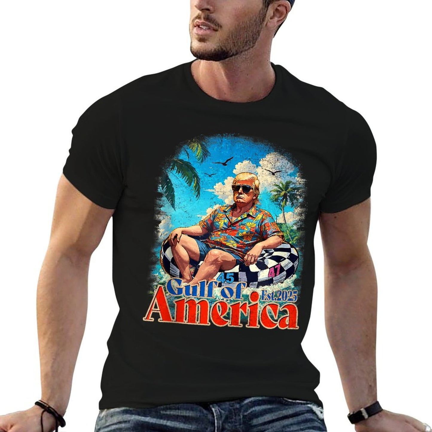 Funny Trump Gulf Of Us America 2025 Vintage Trump Summer-ready Fabric T-Shirt