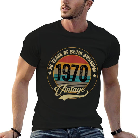 Vintage 1970 50th Birthday Gift Being Awesome  Summer-ready Fabric T-Shirt