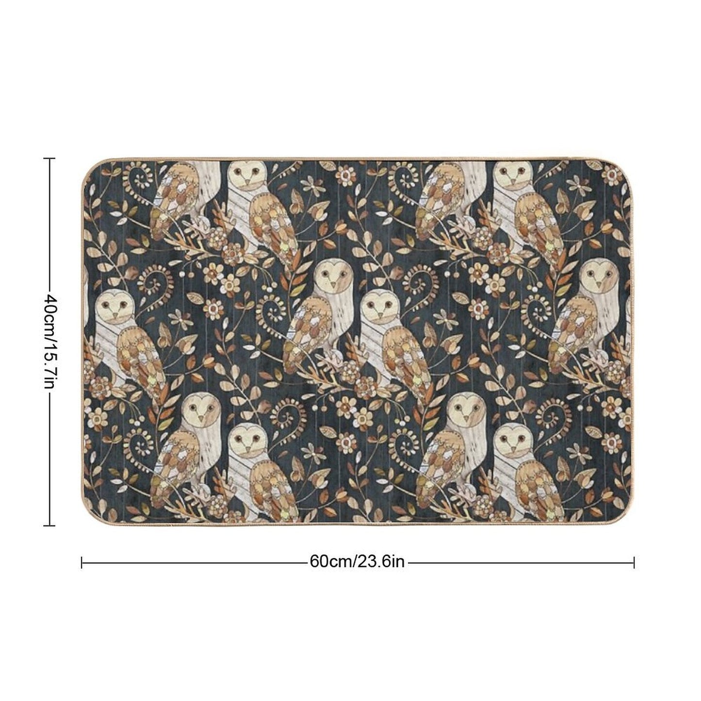 Wooden Wonderland Barn Owl Collage  Rapid-Drying Bath Mat