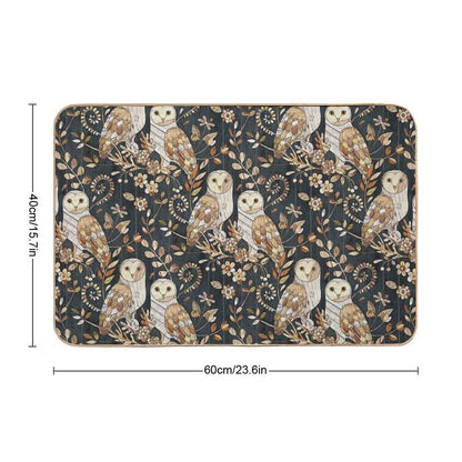 Wooden Wonderland Barn Owl Collage  Rapid-Drying Bath Mat