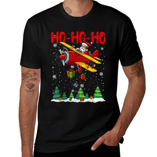 Christmas Santa Claus Pilot Flying Airplane  Soft T-Shirt